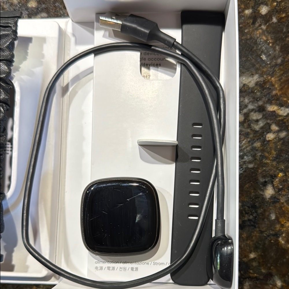 Fitbit Versa 3 Black Smartwatch with Charger and Strap